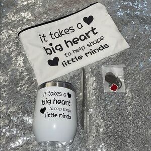 Teacher’s Tumbler gift set with keychain - Black and White